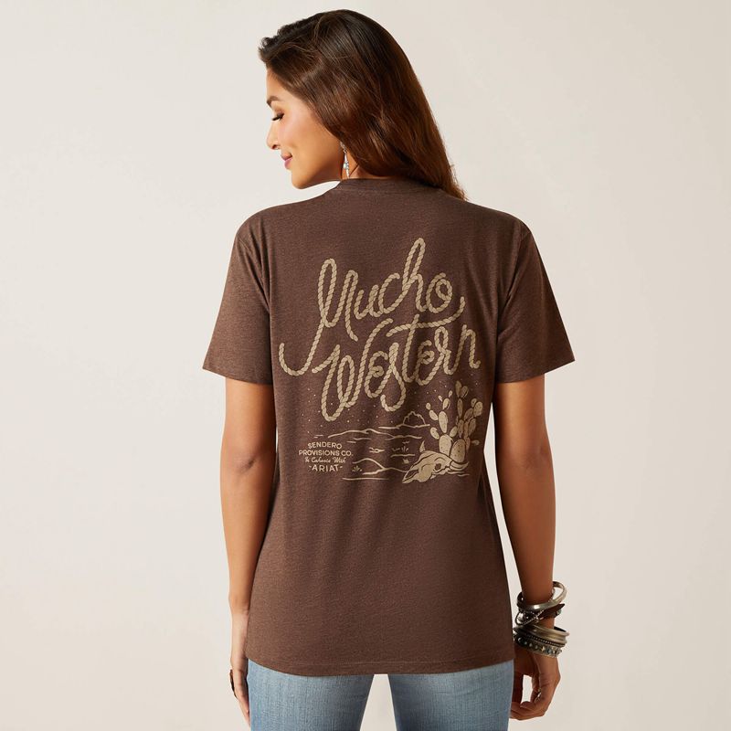 Brown Heather Ariat Sendero Mucho Western T-Shirt | 29QOVGTNF