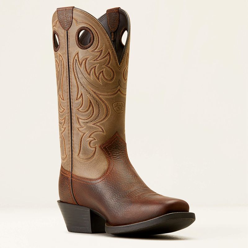 Brown Oiled Rowdy/Brown Bomber Ariat Sport Square Toe Cowboy Boot | 31UDVASPI