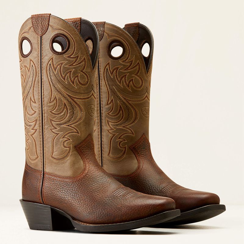 Brown Oiled Rowdy/Brown Bomber Ariat Sport Square Toe Cowboy Boot | 31UDVASPI