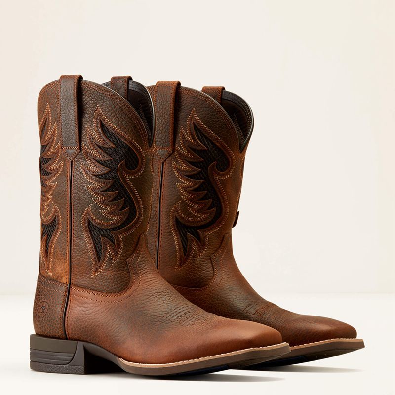 Brown Oiled Rowdy Ariat Cowpuncher Venttek Cowboy Boot | 07OTXSMEP