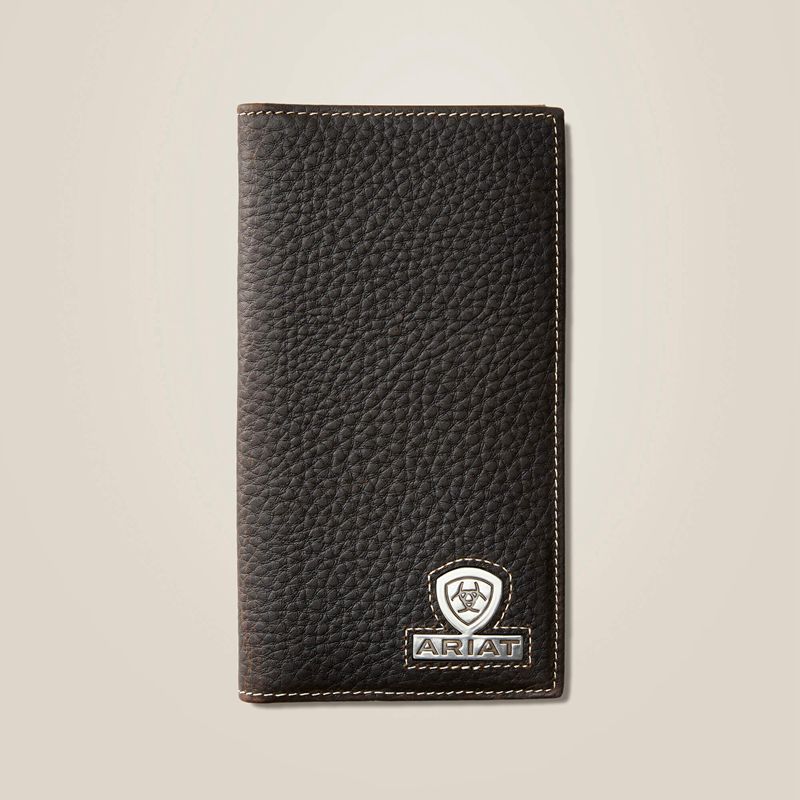 Brown Rowdy Ariat Rodeo Wallet Stacked Logo | 91URYZTHI