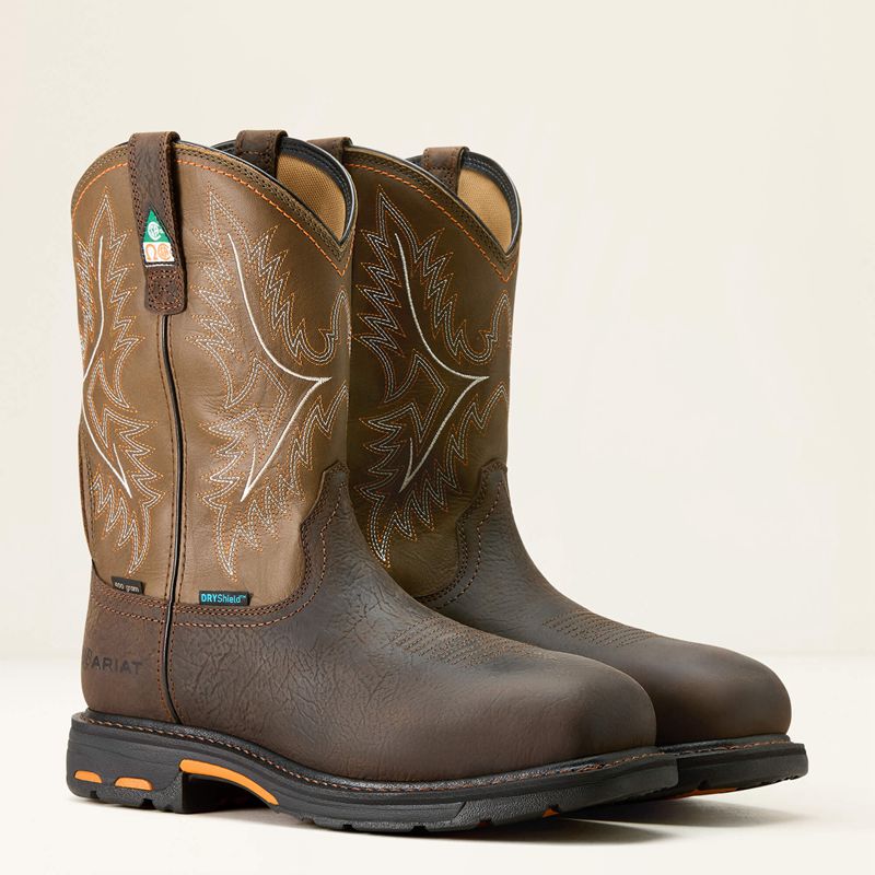 Bruin Brown Ariat Workhog Csa Waterproof Insulated Composite Toe Work Boot | 98IHRWMQC