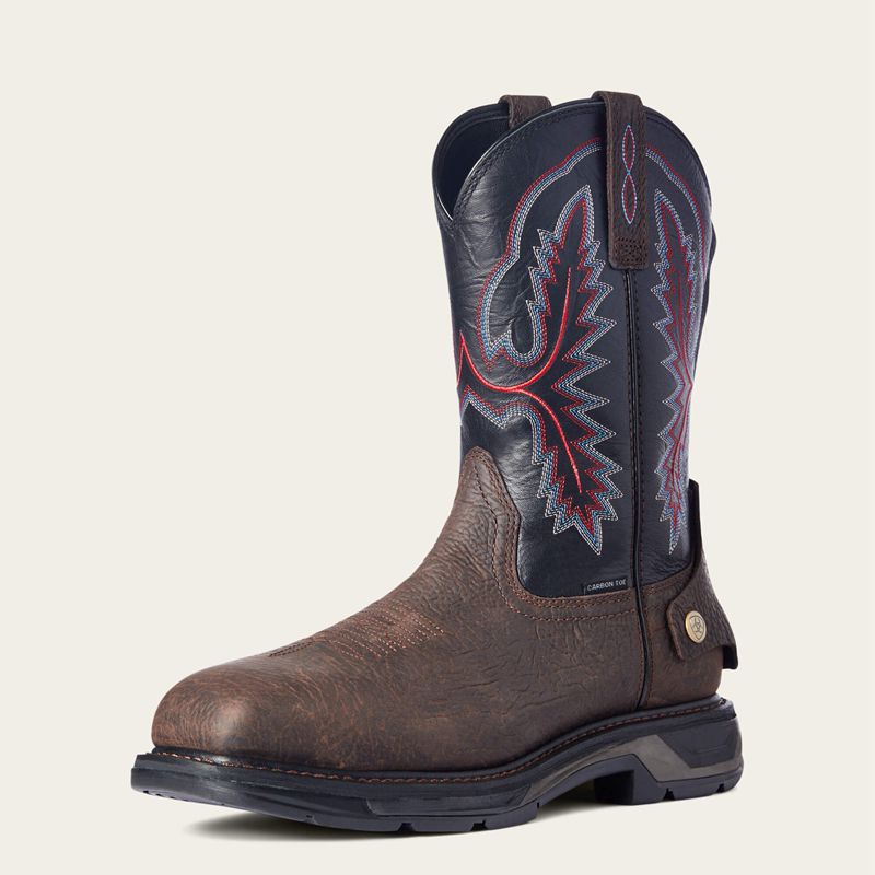 Bruin Brown Ariat Workhog Xt Ez Zip Carbon Toe Work Boot | 14ETDGOZW