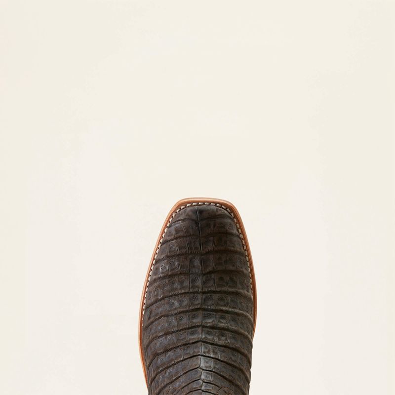 Brushed Chocolate Caiman Belly/ Washed Gold Ariat Futurity Finalist Cowboy Boot | 41INYBGAP