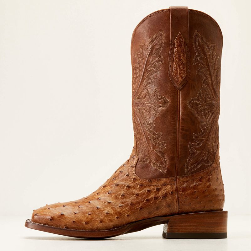 Buckskin Full Quill Ostrich Ariat Bench Made Bassett Western Boot | 28JZXYNKP