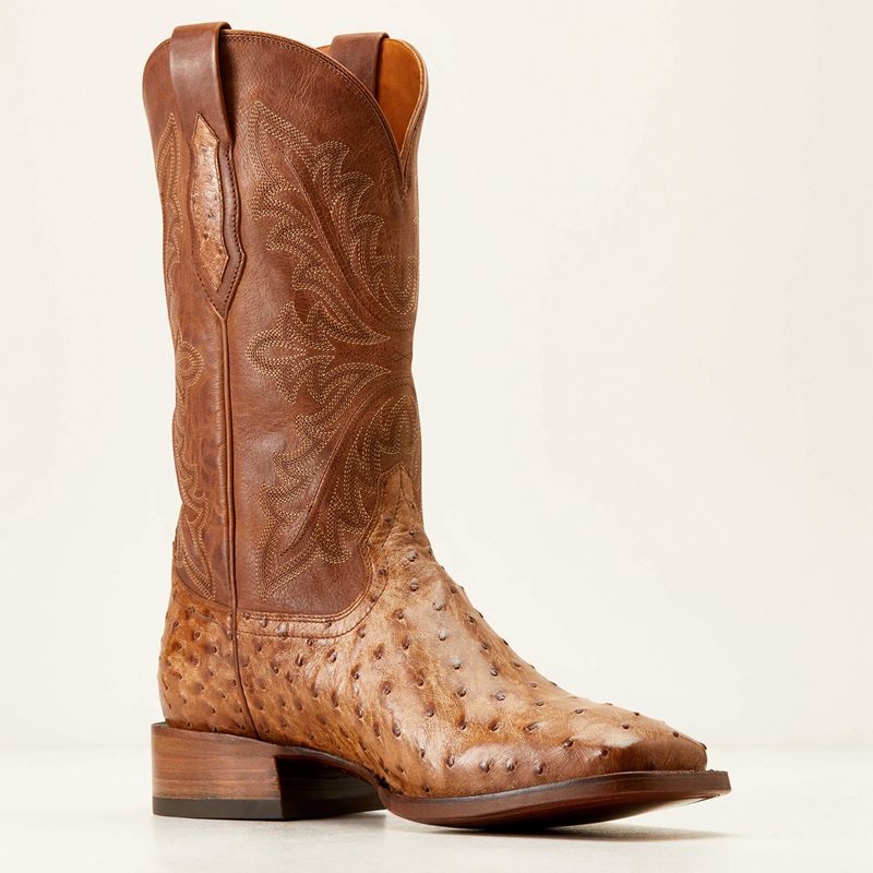 Buckskin Full Quill Ostrich Ariat Bench Made Bassett Western Boot | 28JZXYNKP