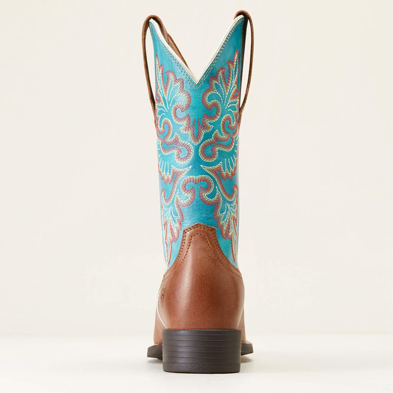 Buff Blonde Ariat Round Up Wide Square Toe Stretchfit Western Boot | 08LAYBSTR