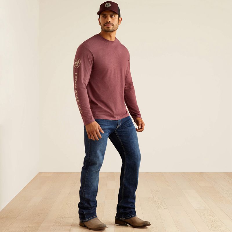 Burgundy Heather Ariat Elevated V2 T-Shirt | 98FZCLYGW