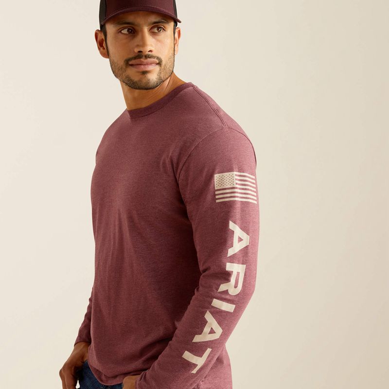 Burgundy Heather Ariat Elevated V2 T-Shirt | 98FZCLYGW