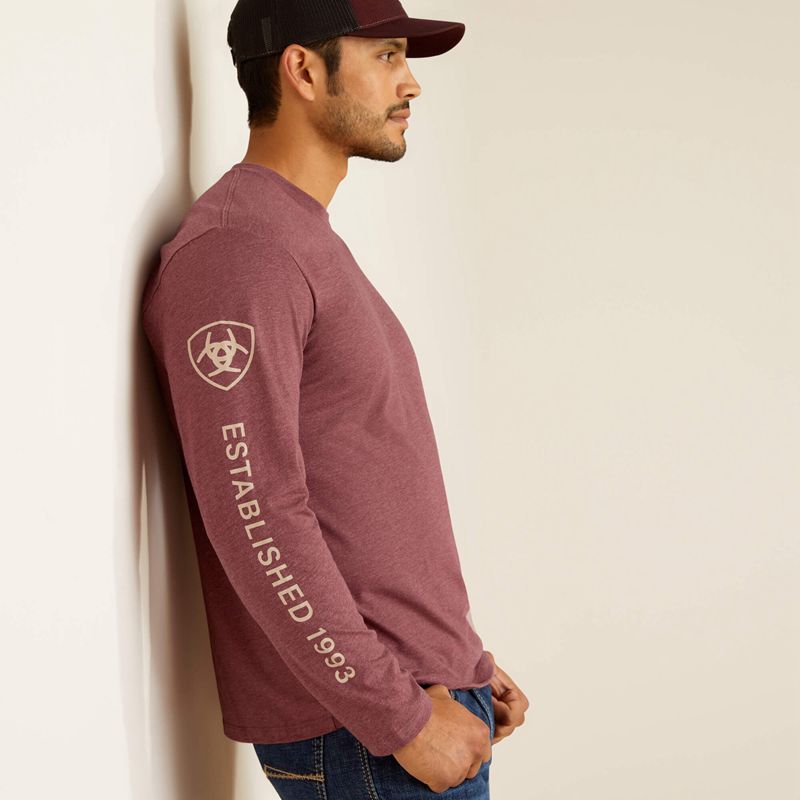 Burgundy Heather Ariat Elevated V2 T-Shirt | 98FZCLYGW