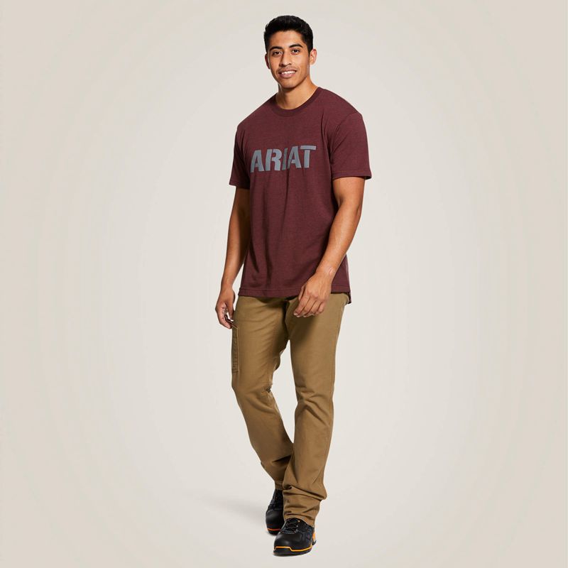 Burgundy Heather Ariat Rebar Cotton Strong Block | 94DAFBOIC