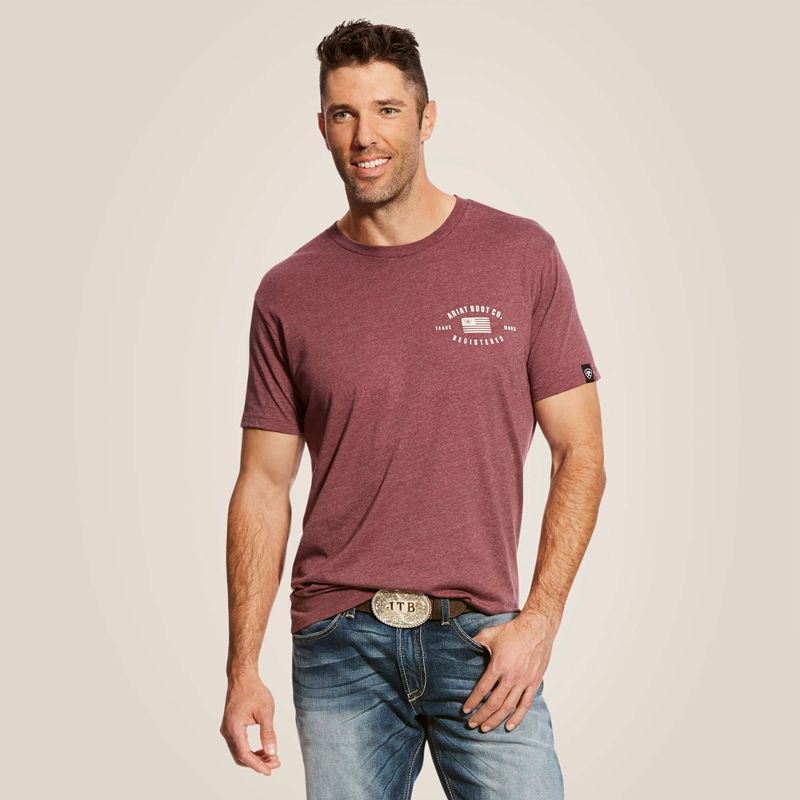 Burgundy Heather Ariat Us Registered T-Shirt | 76CJVYFSE