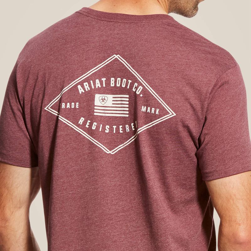 Burgundy Heather Ariat Us Registered T-Shirt | 76CJVYFSE