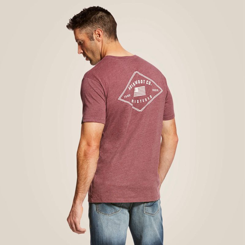 Burgundy Heather Ariat Us Registered T-Shirt | 76CJVYFSE