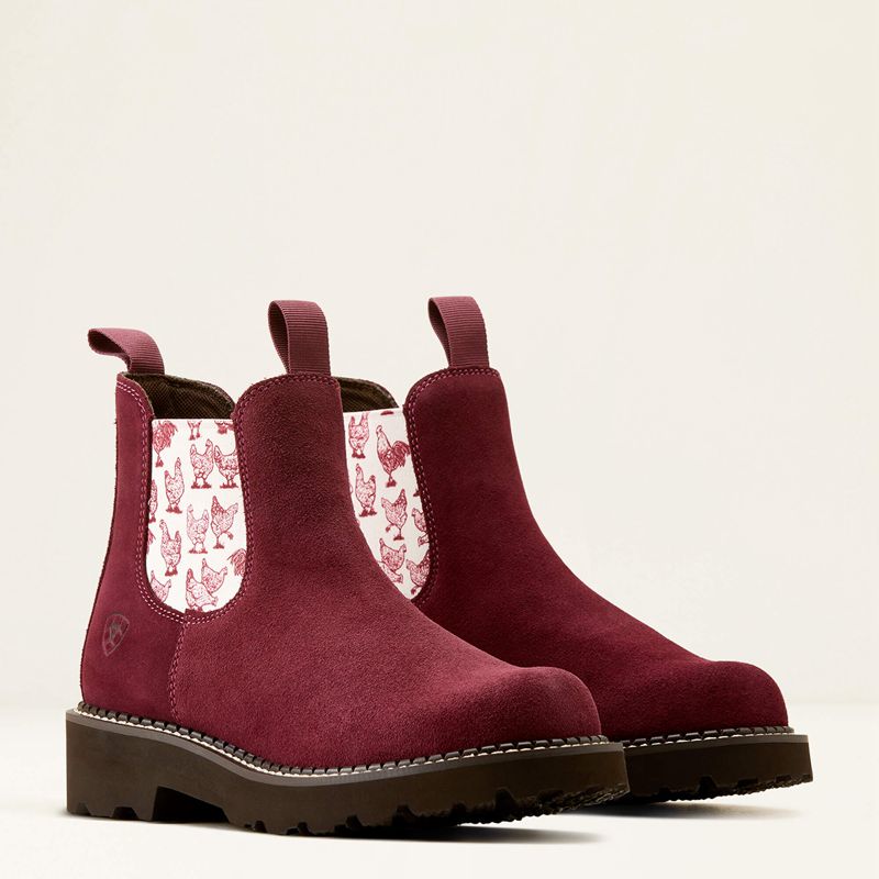 Burgundy Suede/Henhouse Ariat Fatbaby Chelsea Western Boot | 56EMIQVNX