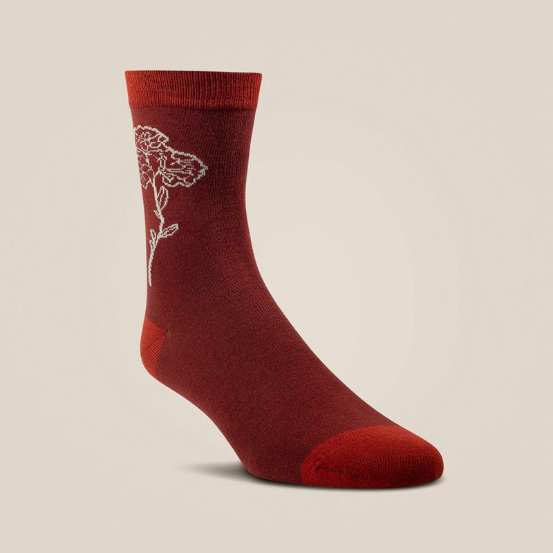 Burnt Brick Toile Ariat Charm Crew Socks | 52LYSKPVE