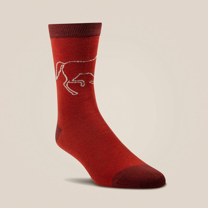 Burnt Brick Toile Ariat Charm Crew Socks | 52LYSKPVE