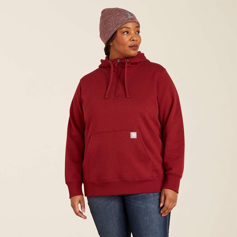 Cabernet Ariat Rebar Skill Set 1/2 Zip Hoodie | 86IFQWHDX