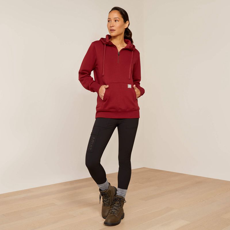 Cabernet Ariat Rebar Skill Set 1/2 Zip Hoodie | 86IFQWHDX