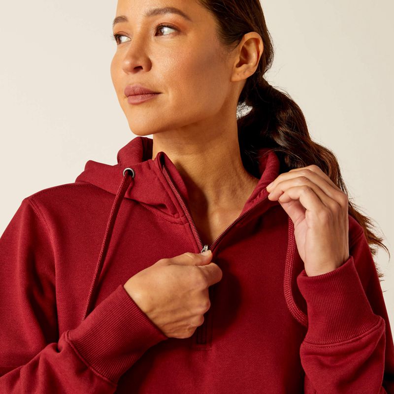 Cabernet Ariat Rebar Skill Set 1/2 Zip Hoodie | 86IFQWHDX