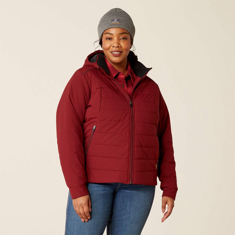 Cabernet Ariat Rebar Valkyrie Stretch Canvas Insulated Jacket | 74YSOJLRG