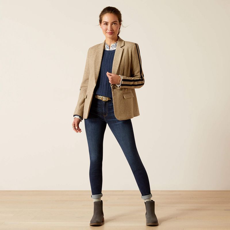 Camel Herringbone Ariat Dornie Blazer | 35UKLARZE