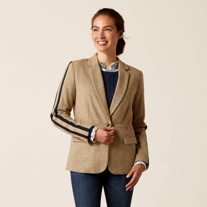 Camel Herringbone Ariat Dornie Blazer | 35UKLARZE