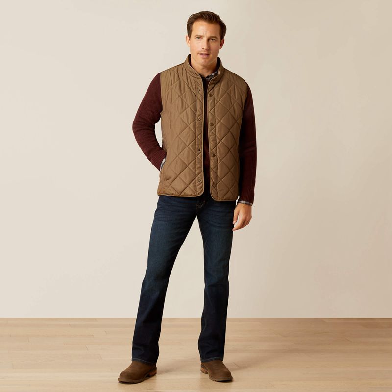 Camel Herringbone Ariat Woodside Vest | 87JVLBMGI