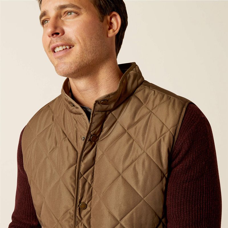 Camel Herringbone Ariat Woodside Vest | 87JVLBMGI