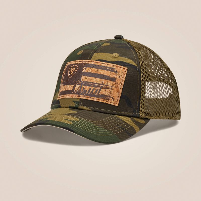 Camo Ariat Flag Patch Cap | 04VMATQOX