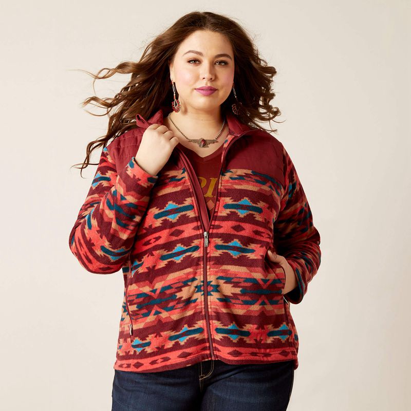 Campfire Print Ariat Prescott Fleece Jacket | 53XUESNIW