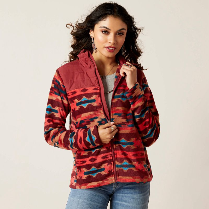 Campfire Print Ariat Prescott Fleece Jacket | 53XUESNIW