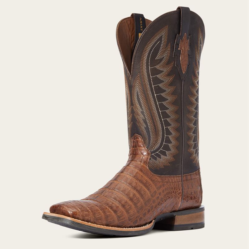 Caramel Caiman Belly Ariat Double Down Western Boot | 26EPDSZKL