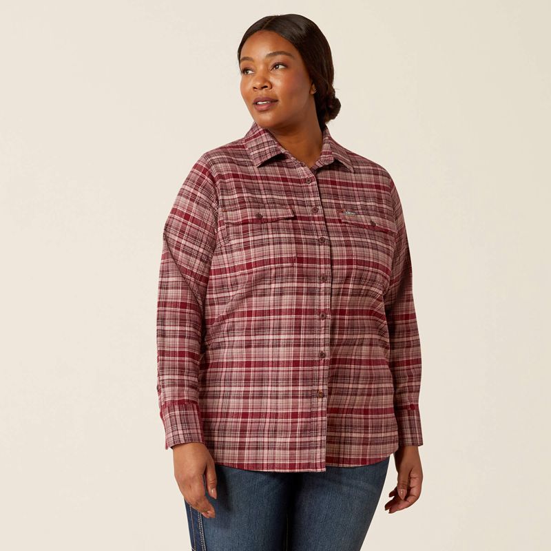 Catawba Grape Ariat Rebar Flannel Durastretch Work Shirt | 16NLYVGXJ