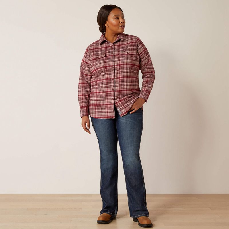 Catawba Grape Ariat Rebar Flannel Durastretch Work Shirt | 16NLYVGXJ