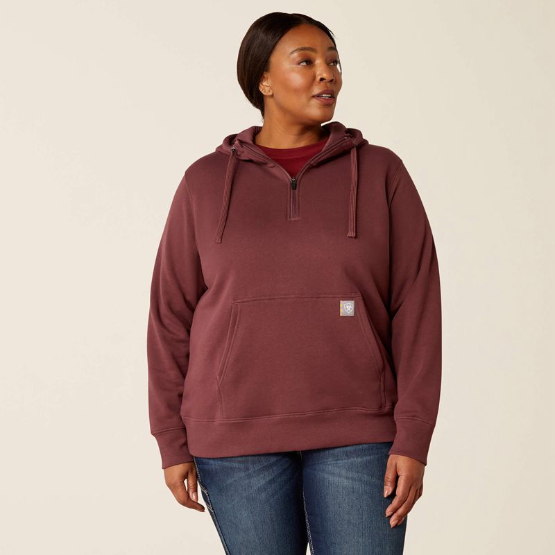 Catawba Grape Ariat Rebar Skill Set 1/2 Zip Hoodie | 74FBRXTMN