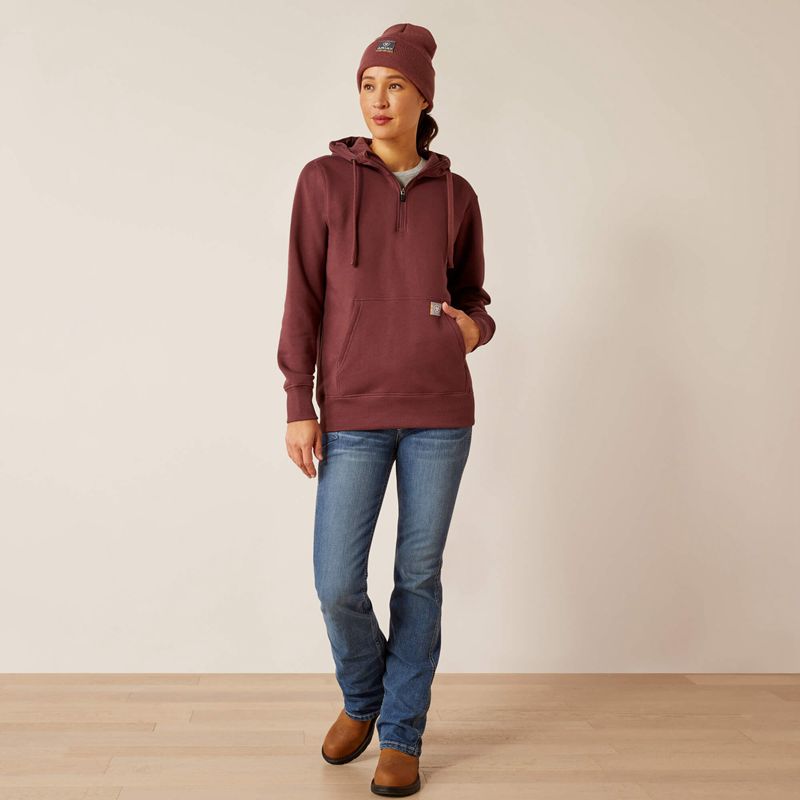 Catawba Grape Ariat Rebar Skill Set 1/2 Zip Hoodie | 74FBRXTMN