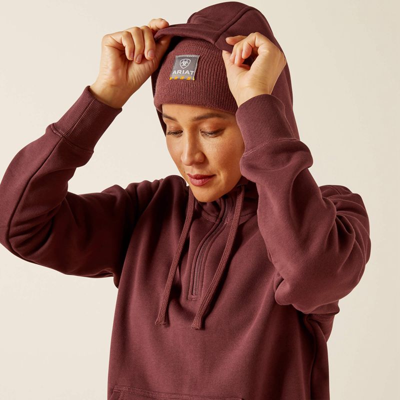 Catawba Grape Ariat Rebar Skill Set 1/2 Zip Hoodie | 74FBRXTMN