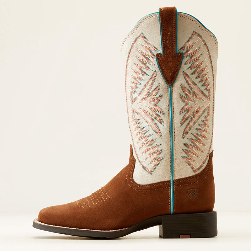 Cedar Roughout/Matte Pearl Suede Ariat Round Up Ruidoso Western Boot | 27SHEBQWM