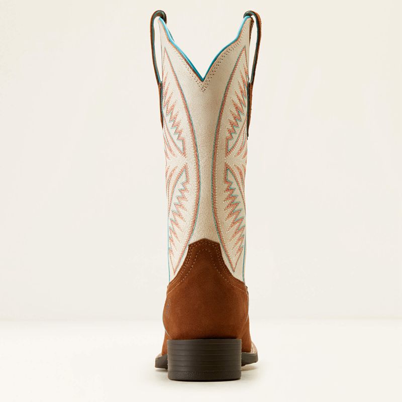 Cedar Roughout/Matte Pearl Suede Ariat Round Up Ruidoso Western Boot | 27SHEBQWM