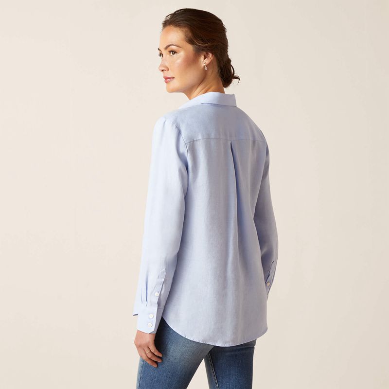 Chambray Blue Ariat Cazadero Blouse | 64NWRCOTI