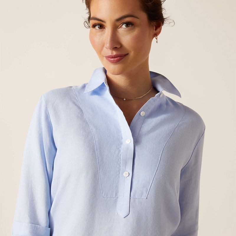 Chambray Blue Ariat Cazadero Blouse | 64NWRCOTI