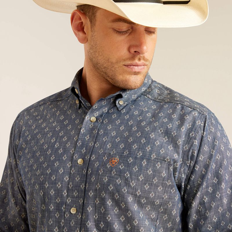 Chambray Blue Ariat Dillon Classic Fit Shirt | 54IPYZWLC