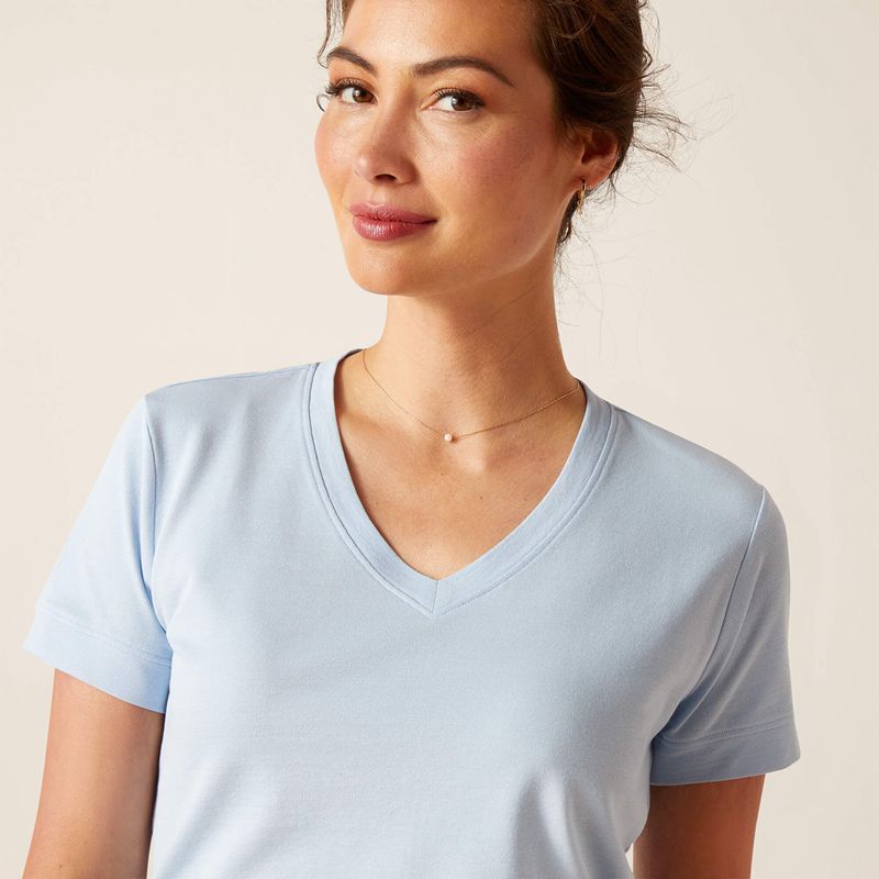 Chambray Blue Ariat Fairford T-Shirt | 96AZLMFNR