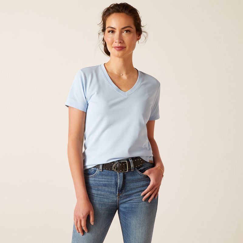 Chambray Blue Ariat Fairford T-Shirt | 96AZLMFNR