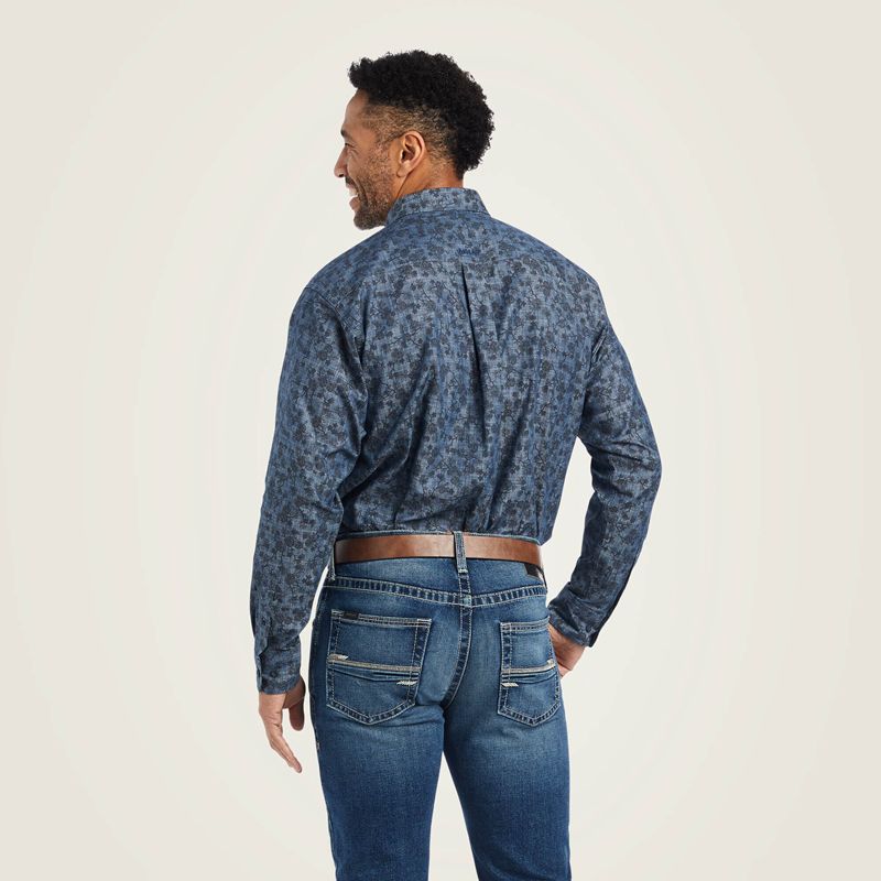 Chambray Blue Ariat Girard Classic Fit Shirt | 61FXAODWI