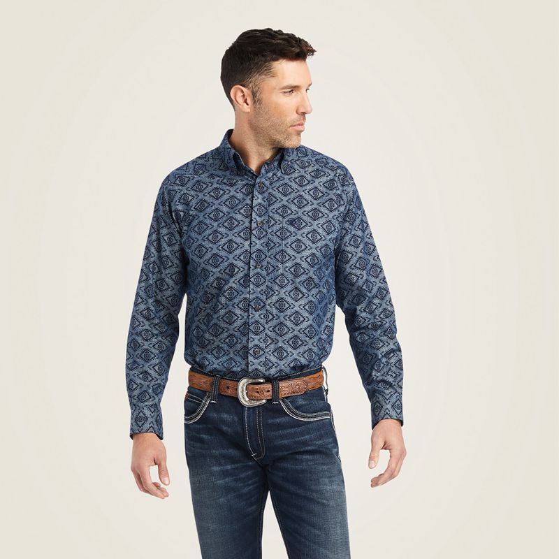 Chambray Blue Ariat Keanu Classic Fit Shirt | 72KRLMXJD