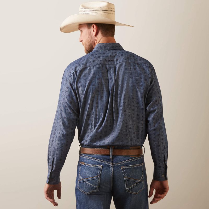 Chambray Blue Ariat Noah Classic Fit Shirt | 16TRHFDEU