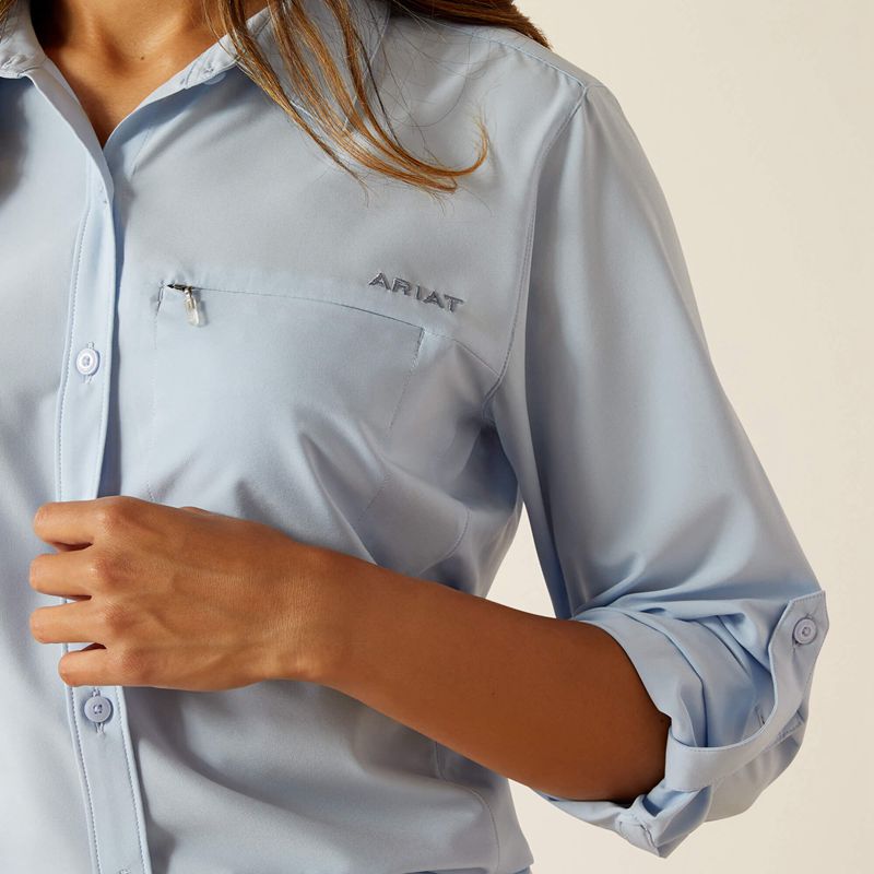 Chambray Blue Ariat Venttek Stretch Shirt | 43ENIMHJV