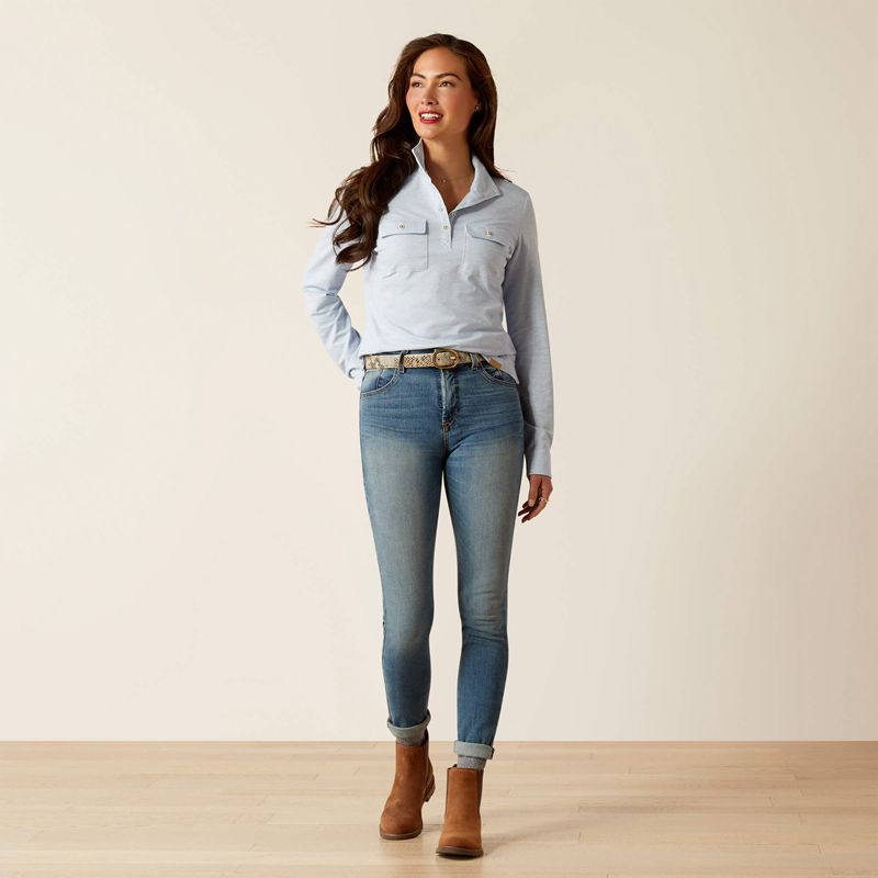 Chambray Blue Heather Ariat Hillcoombe Top | 27IOAXCWR